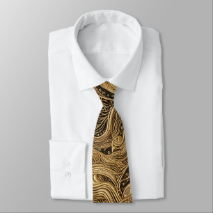 Quilted Gold Abstract Design Tie