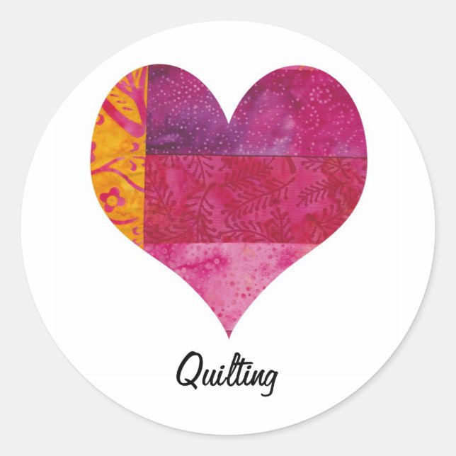 Quilted Heart Classic Round Sticker (Front)
