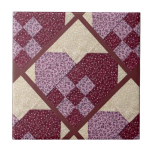 Quilted Hearts Ceramic Tile