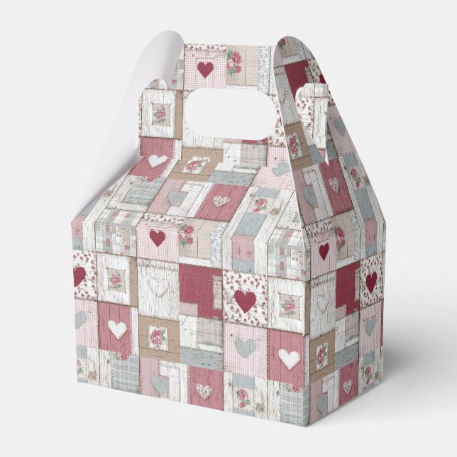 Quilted Hearts Favour Box (Back Side)