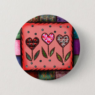 Quilted Hearts T-shirts and Gifts 6 Cm Round Badge