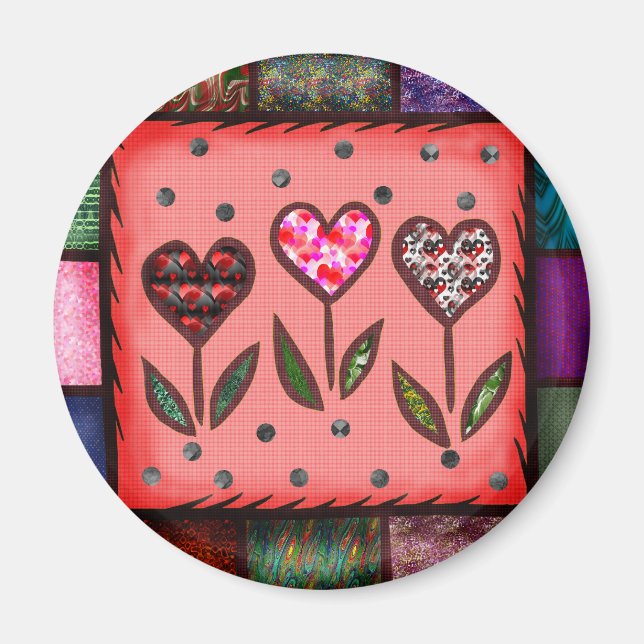 Quilted Hearts T-shirts and Gifts Magnet (Front)