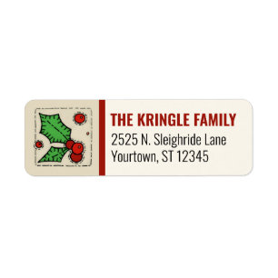 Quilted Holly Cozy Christmas Return Address Label
