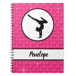 Quilted Hot Pink Faux Rhinestone Handstand Notebook
