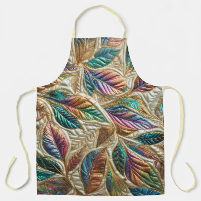 Quilted Iridescent Leaves Design Apron (Front)