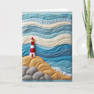 Quilted Lighthouse Birthday Card
