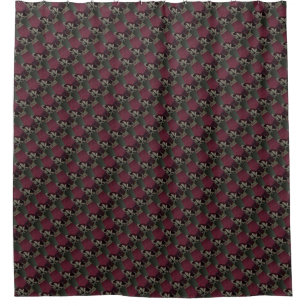 Quilted Look Cranberry Velvet Shower Curtain