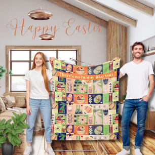 Quilted-look Easter watercolor pattern Fleece Blanket