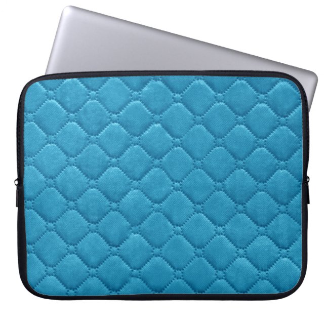 Quilted Look Turquoise Laptop Sleeve (Front)