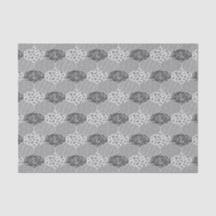 Quilted Moroccan Pattern Grey Floral Tissue Paper