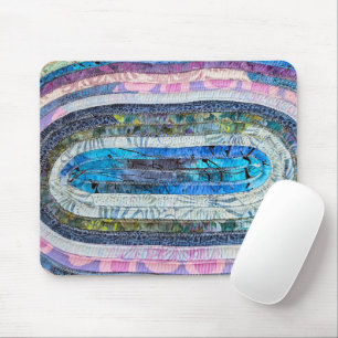 Quilted Oval Rug Design Mouse Pad