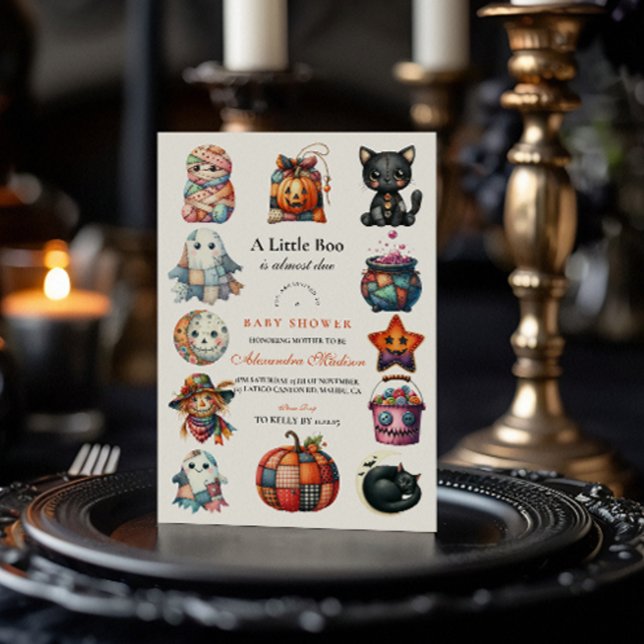 Quilted Patchwork Halloween Baby Shower Invitation (Creator Uploaded)