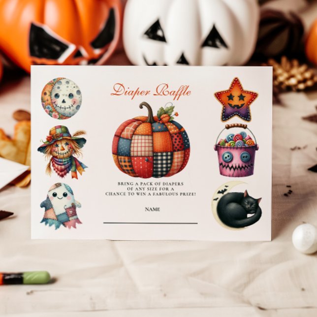Quilted Patchwork Halloween Diapper Raffle Enclosure Card (Creator Uploaded)