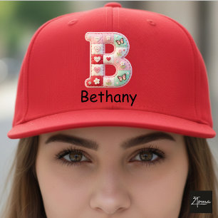 Quilted Patchwork Initial Letter B Nursery Trucker Hat