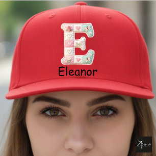 Quilted Patchwork Initial Letter E Nursery Trucker Hat