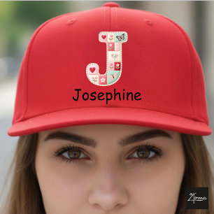 Quilted Patchwork Initial Letter J Nursery Trucker Hat