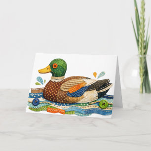 Quilted Patchwork Mallard Duck Card