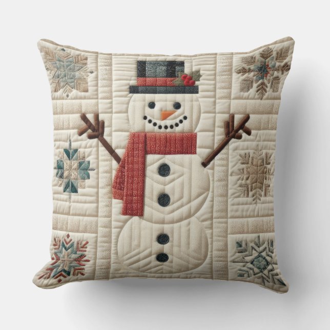 Quilted Pattern of Snowman Cushion (Front)