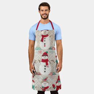 Quilted Pattern of Snowmen Apron