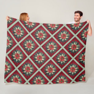 Quilted Poinsettia Fleece Blanket