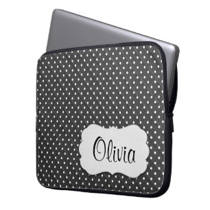 Quilted Polka Dots with Name Laptop Sleeve