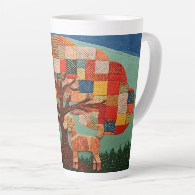 Quilted Poodle Latte Mug (Right Angle)