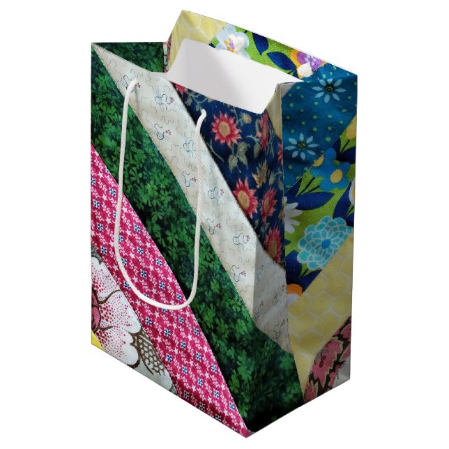 Quilted Print Pattern  Medium Gift Bag (Front Angled)