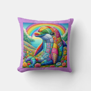 Quilted Rainbow Dolphin Delight Cushion