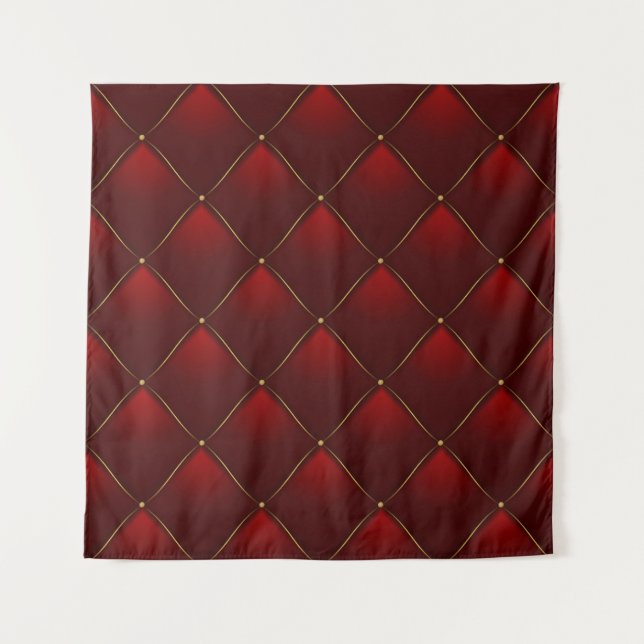 Quilted Red Gold Thread Background Tapestry (Front)