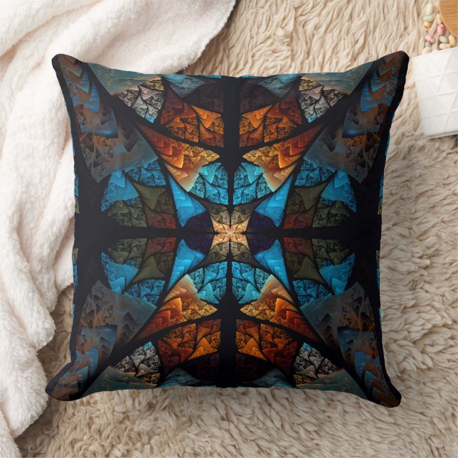 Quilted Star Abstract in Blues Cushion (Blanket)