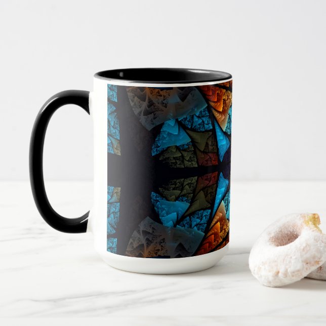 Quilted Star Abstract in Blues Mug (With Donut)