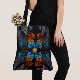 Quilted Star Abstract in Blues Tote Bag