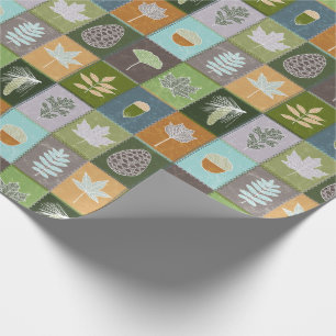 Quilted Summer Leaves Wrapping Paper