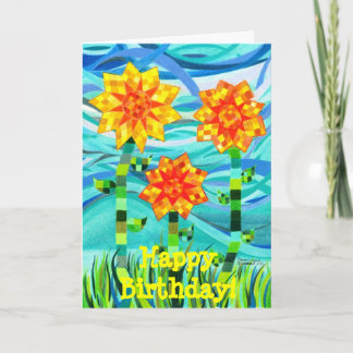 Quilted Sunflowers Birthday Card
