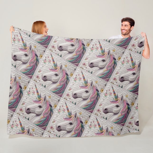 Quilted Unicorn Fleece Blanket (In Situ)