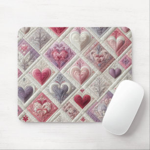 Quilted Valentine Heart Design Mouse Pad