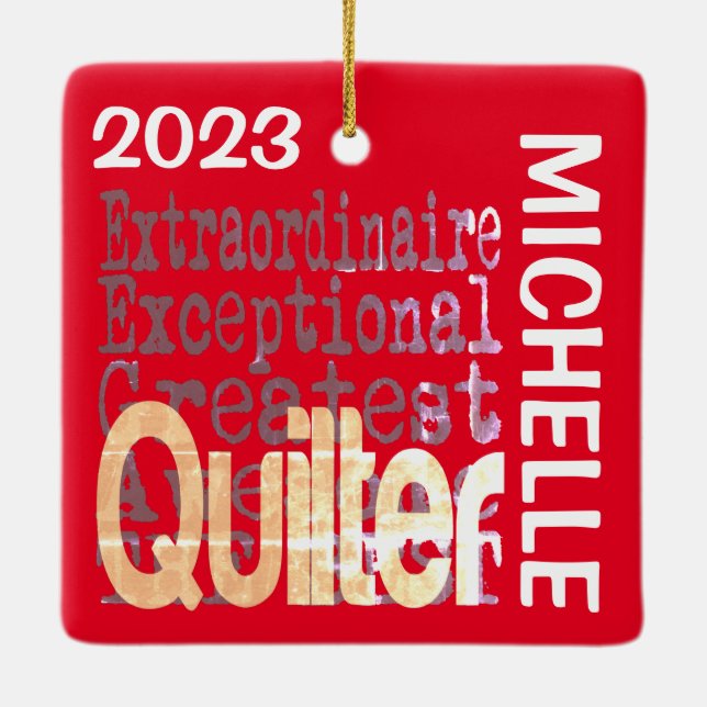 Quilter Extraordinaire CUSTOM Ceramic Ornament (Back)
