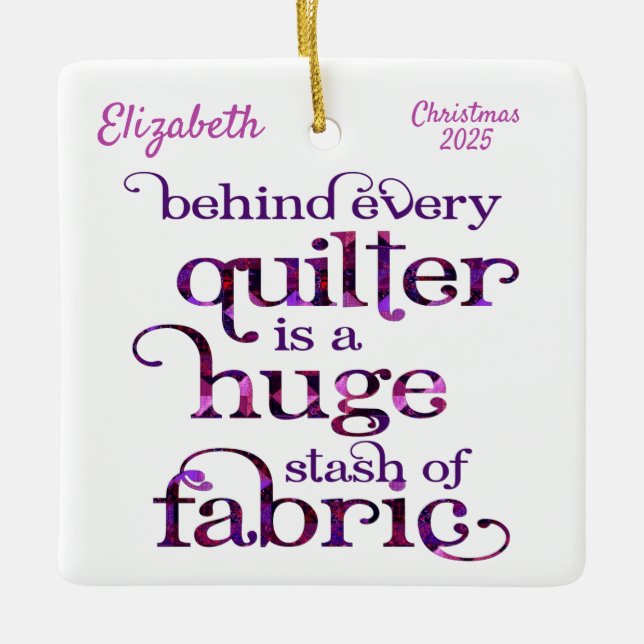 Quilter Fabric Stash Quilting Ceramic Ornament (Front)
