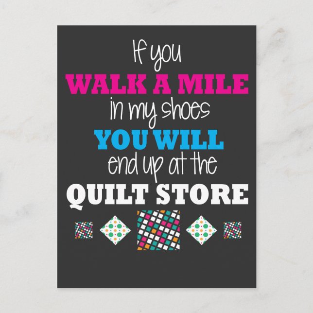 Quilter Gift - walk in my shoes Quilting Postcard (Front)