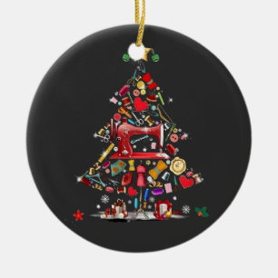Quilter Merry Christmas Tree Quilt Block Quilting Ceramic Ornament