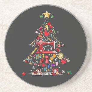 Quilter Merry Christmas Tree Quilt Block Quilting Coaster