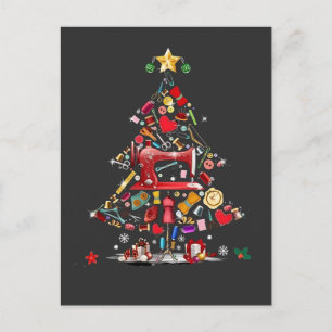 Quilter Merry Christmas Tree Quilt Block Quilting Holiday Postcard
