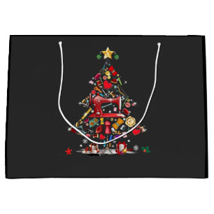 Quilter Merry Christmas Tree Quilt Block Quilting  Large Gift Bag
