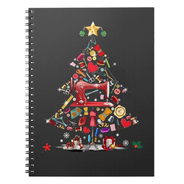 Quilter Merry Christmas Tree Quilt Block Quilting  Notebook (Front)