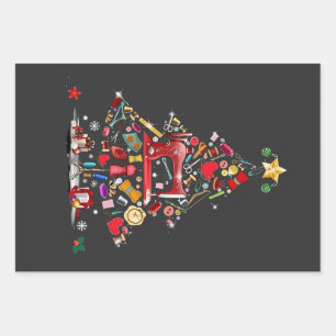 Quilter Merry Christmas Tree Quilt Block Quilting Wrapping Paper Sheet