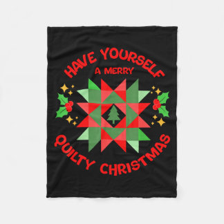 Quilter Merry Quilty Christmas Tree Quilt Block Qu Fleece Blanket