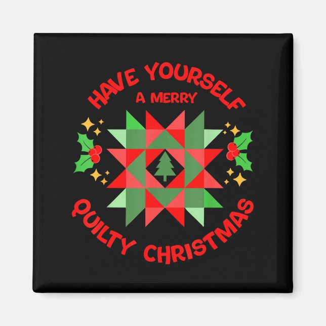 Quilter Merry Quilty Christmas Tree Quilt Block Qu Magnet (Front)