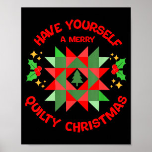 Quilter Merry Quilty Christmas Tree Quilt Block Qu Poster