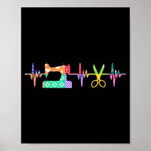 Quilter Sewing Heartbeat For Quilting Lover Mm  Poster