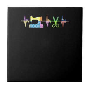 Quilter Sewing Heartbeat - Quilting Lover Ceramic Tile